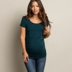 Pinkblush Forest Green Ruched Maternity Top